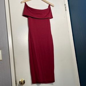 burgundy across shoulder dress